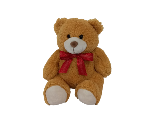 Plush Golden Brown with Red Ribbon