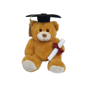 Golden Bear with Graduation Hat and Diploma