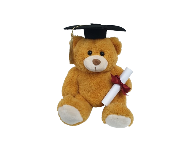 Golden Bear with Graduation Hat and Diploma