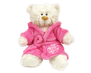 Cream Bear with Printed Bathrobe
